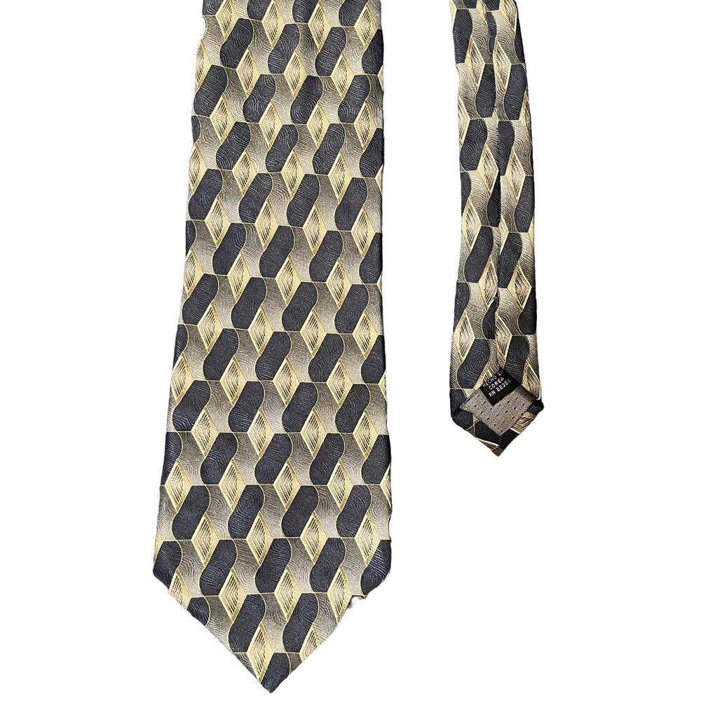 Versini Black and Gold Tie 100% Silk